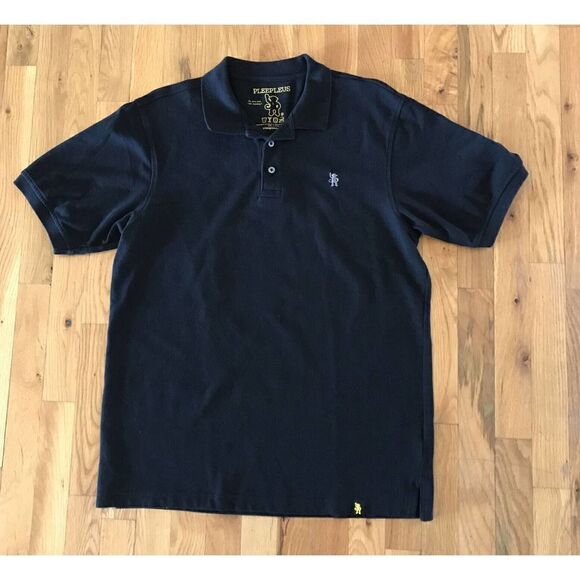 PLEEPLEUS SS Black Polo Shirt Gray Monkey Logo on Chest SIze Large‎ - Picture 2 of 5